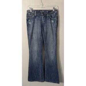 VTG 575 Los Angeles Jeans Womens 26 Distressed Low Rise Penny Buttons Boot Flare